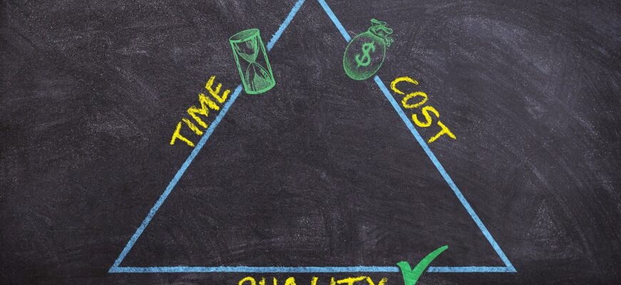 triangle, quality, time, cost, efficiently, business, projects, drawing, board, profit, optimization, management, budget, yield, lodestar, realize, how to calculate, draw, chalk, representation, magic triangle, graphic, triple constraint, resources, project triangle, target definition, part of the goal, production, duration of the project, stakeholders, balance, organization, process management, blue, yellow, black, texture, flexibility, goal, strategy, competence, dynamics, concept, innovation, product innovation, innovative, success, quality, quality, quality, quality, quality, cost, cost, cost, cost, budget, budget, budget, budget, resources