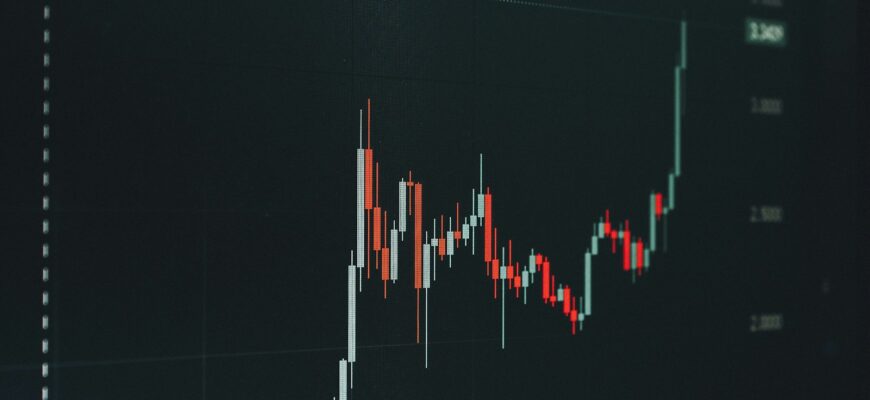 Stock market chart showing upward trend.