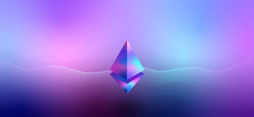 a purple and blue abstract background with a diamond